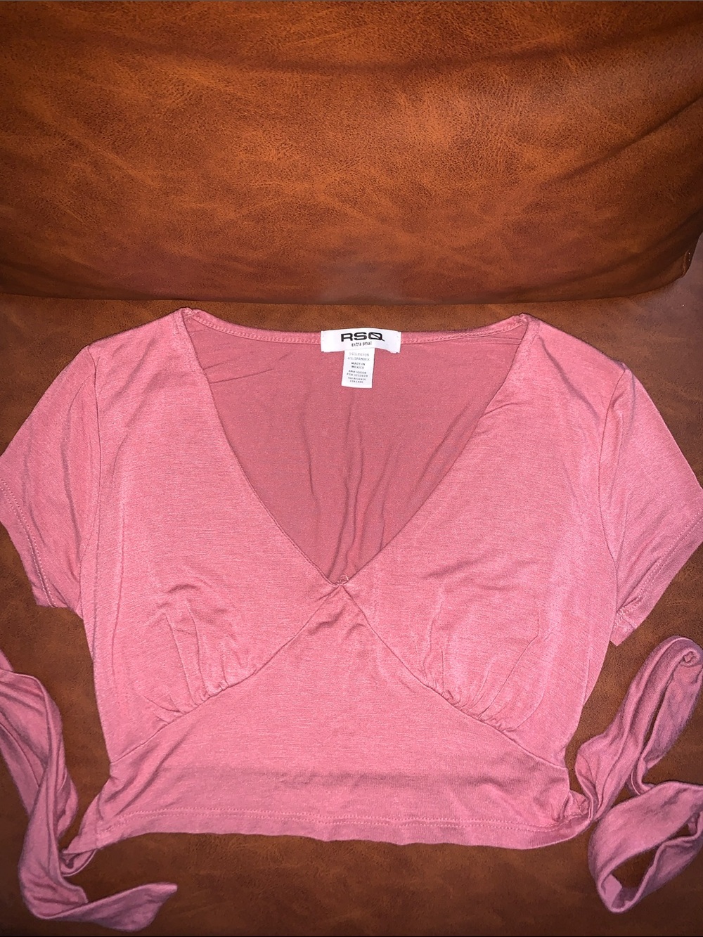 RSQ Women's Mauve Wrap Crop Top